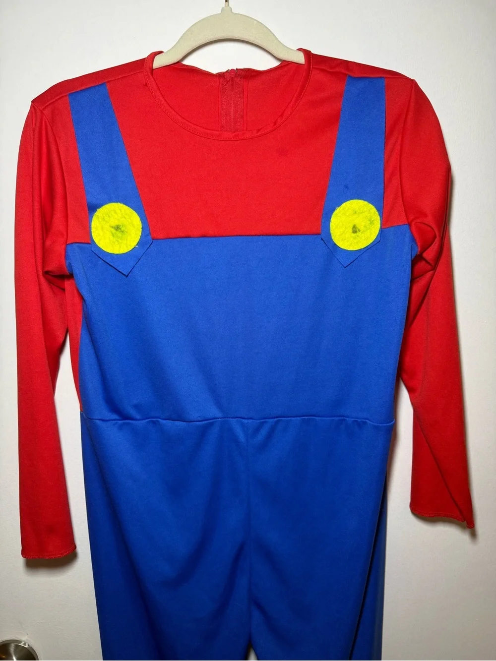 Super Mario Inspired Red Blue One Piece Kids Costume Stretch Jumpsuit Size XL